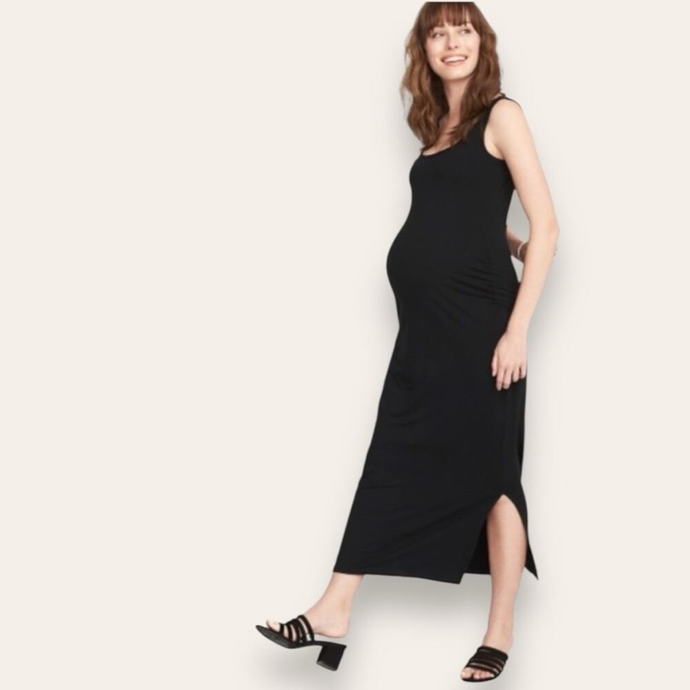 Old Navy Black Maternity Midi Tank Dress